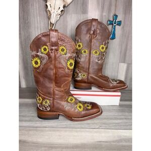 Shyanne Josie Western Boots Womens 6.5 Brown Sunflower Embroidered Square Toe